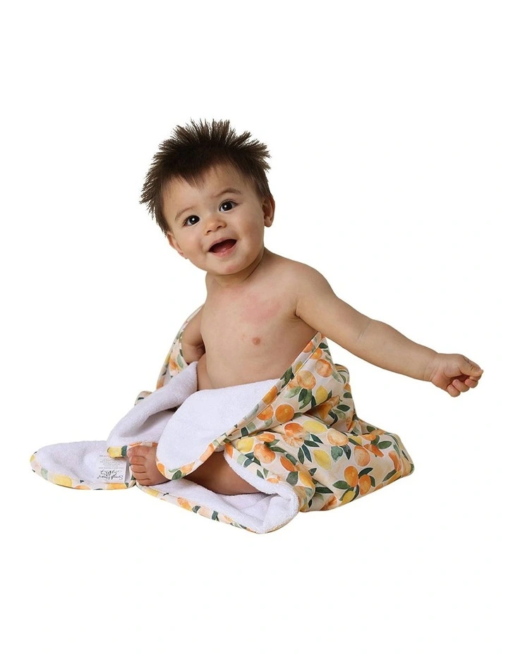 Sunny Citrus Organic Hooded Baby Towel in Orange image 6