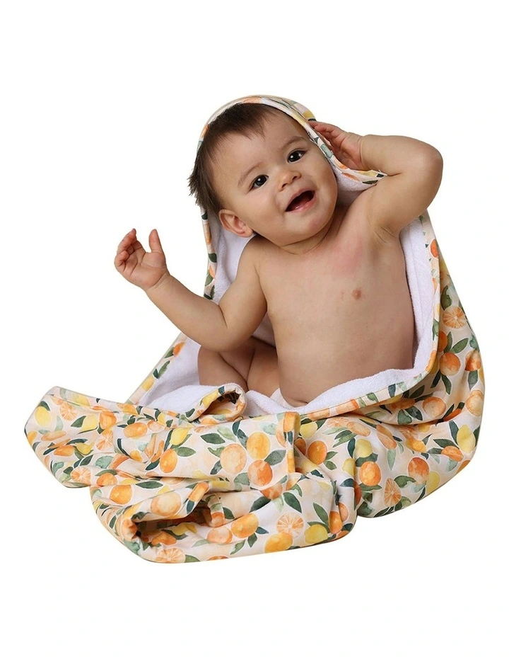Sunny Citrus Organic Hooded Baby Towel in Orange image 7