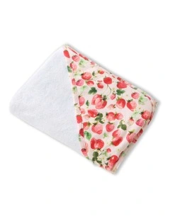 Strawberry Organic Hooded Baby Towel in Pink