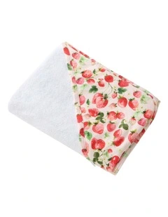 Strawberry Organic Hooded Baby Towel in Pink