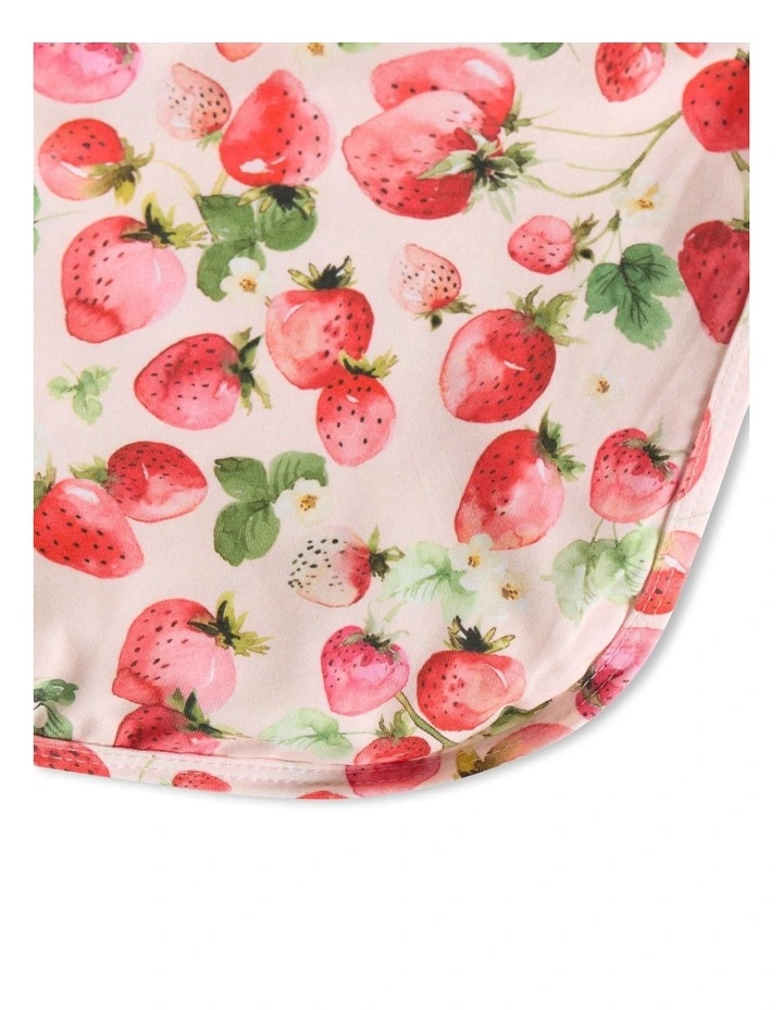 Strawberry Organic Hooded Baby Towel in Pink image 2