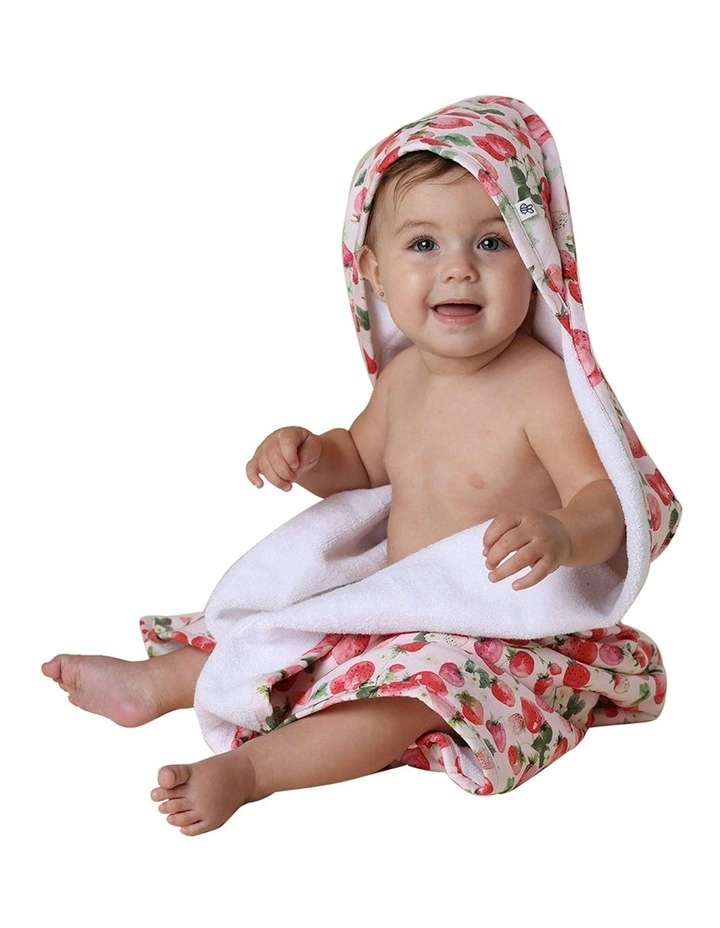 Strawberry Organic Hooded Baby Towel in Pink image 6