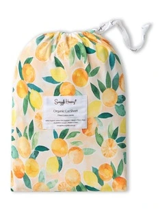 Sunny Citrus Organic Fitted Cot Sheet in Orange