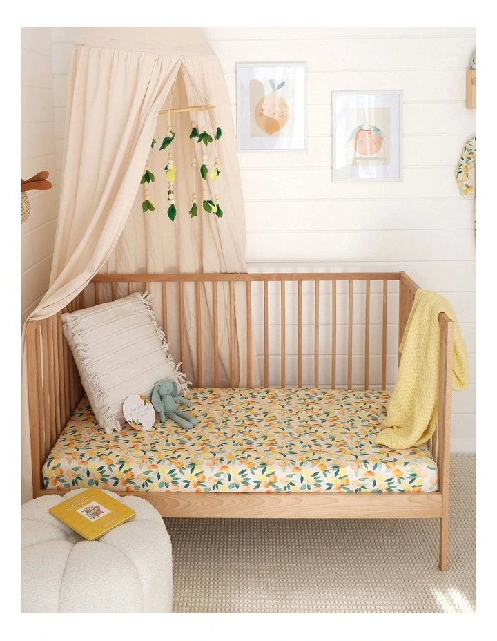 Sunny Citrus Organic Fitted Cot Sheet in Orange image 2