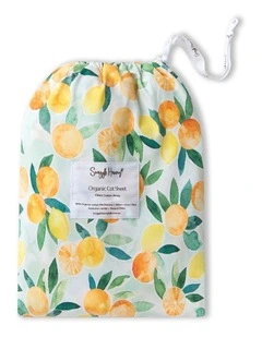 Citrus Squeeze Organic Fitted Cot Sheet in Green