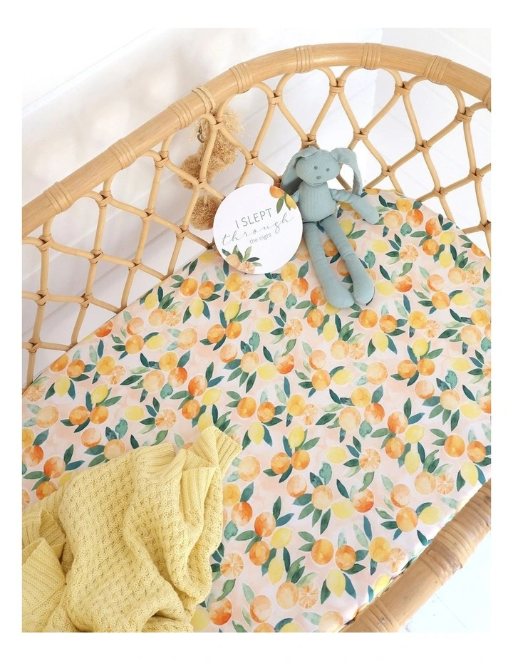 Sunny Citrus Organic Bassinet Sheet/Change Pad Cover in Orange image 2