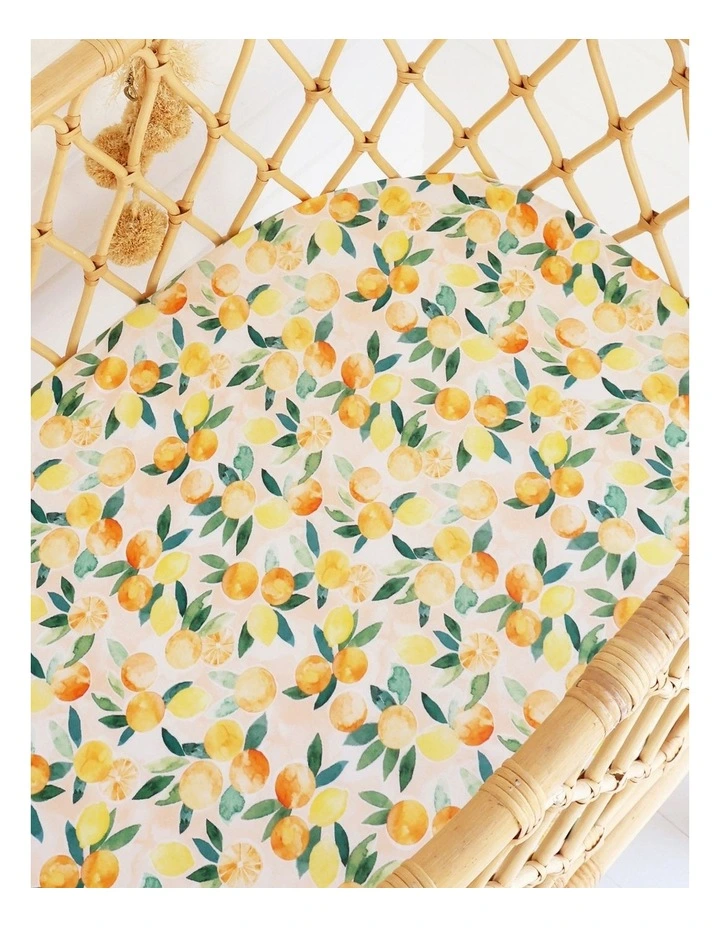 Sunny Citrus Organic Bassinet Sheet/Change Pad Cover in Orange image 3
