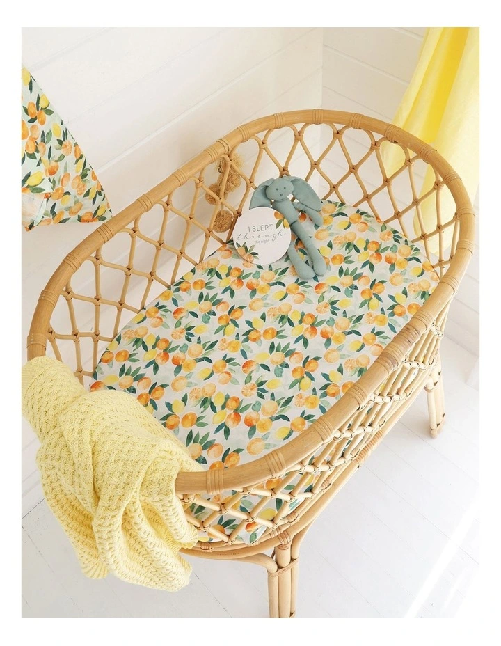 Citrus Squeeze Organic Bassinet Sheet/Change Pad Cover in Green image 2