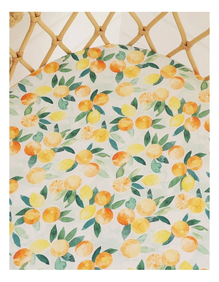 Citrus Squeeze Organic Bassinet Sheet/Change Pad Cover in Green image 3