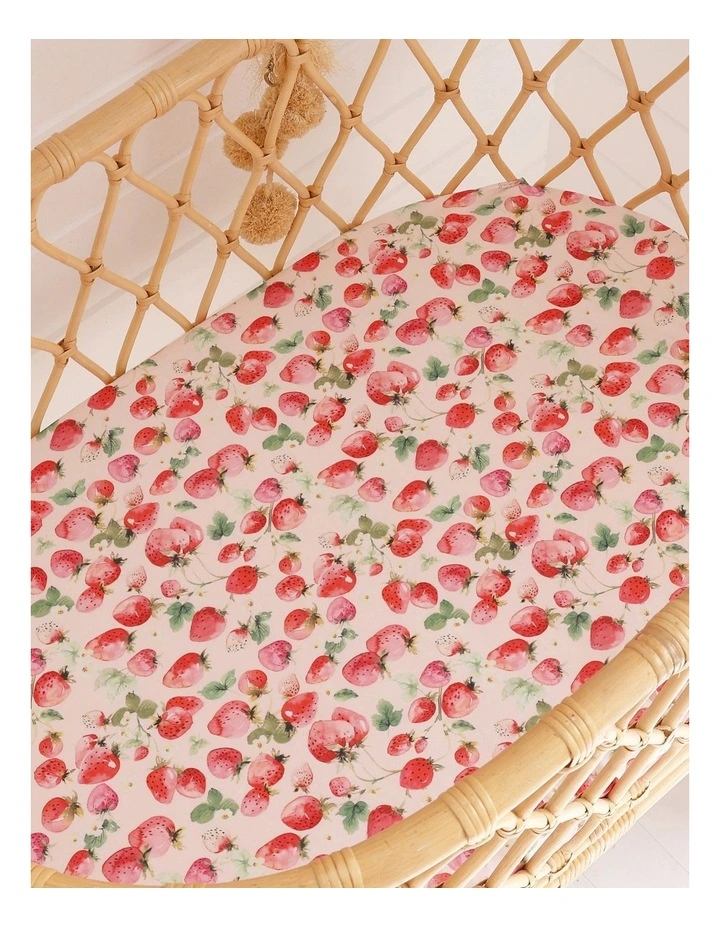 Strawberry Organic Bassinet Sheet/Change Pad Cover in Pink image 4