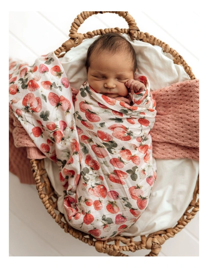 Strawberry Organic Muslin Wrap in Pink image 3