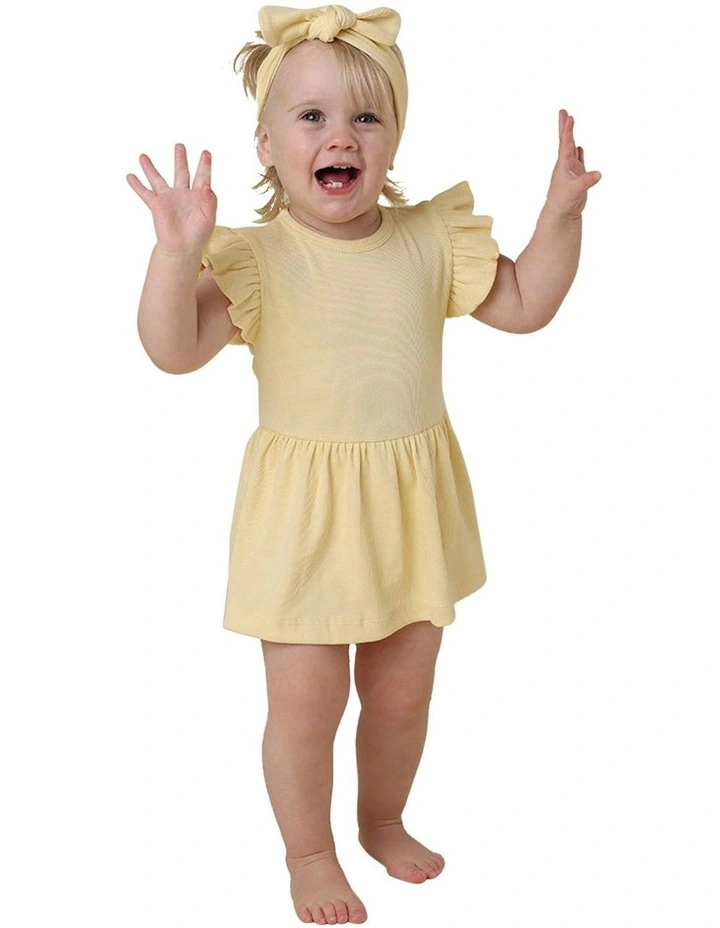 Sunlight Short Sleeve Organic Dress in Yellow image 2