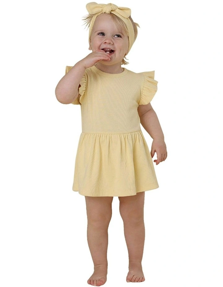 Sunlight Short Sleeve Organic Dress in Yellow image 3