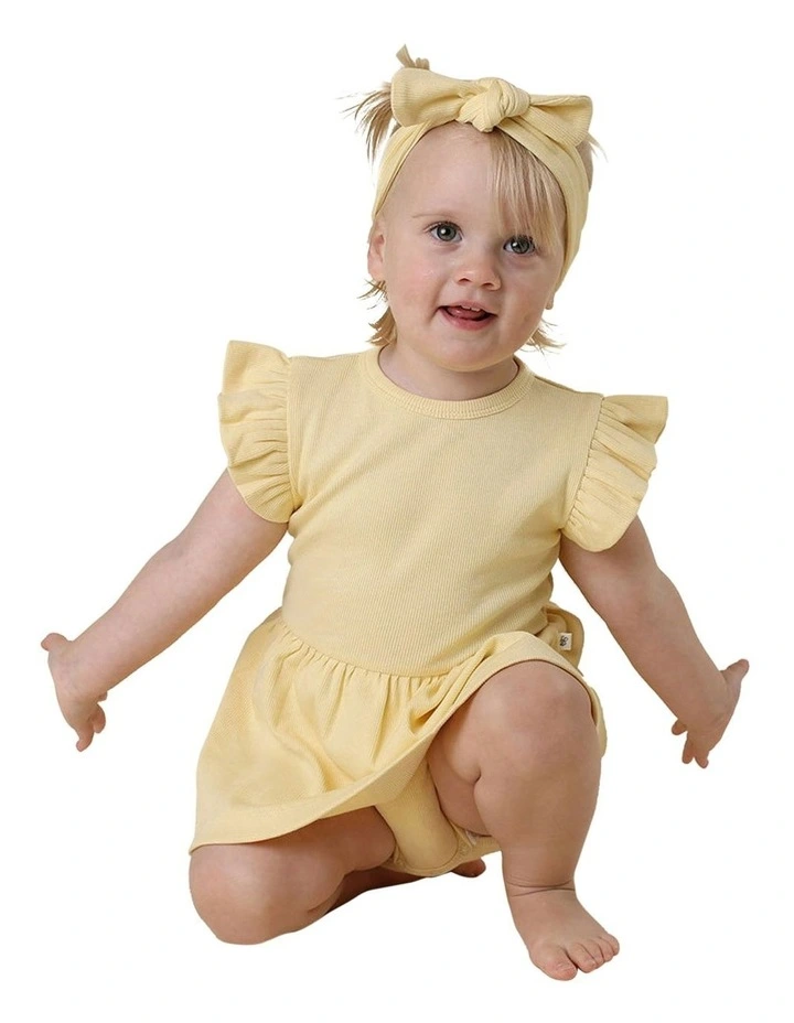 Sunlight Short Sleeve Organic Dress in Yellow image 5