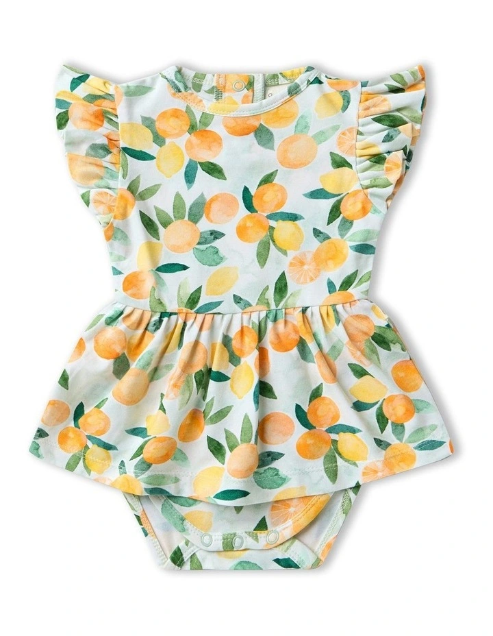 Citrus Squeeze Short Sleeve Organic Dress in Blue image 1