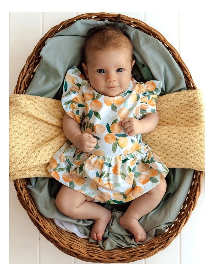 Citrus Squeeze Short Sleeve Organic Dress in Blue image 3