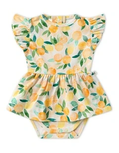 Sunny Citrus Short Sleeve Organic Dress in Orange