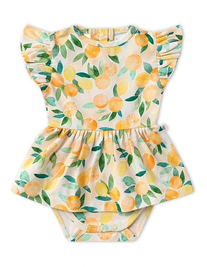 Sunny Citrus Short Sleeve Organic Dress in Orange image 1