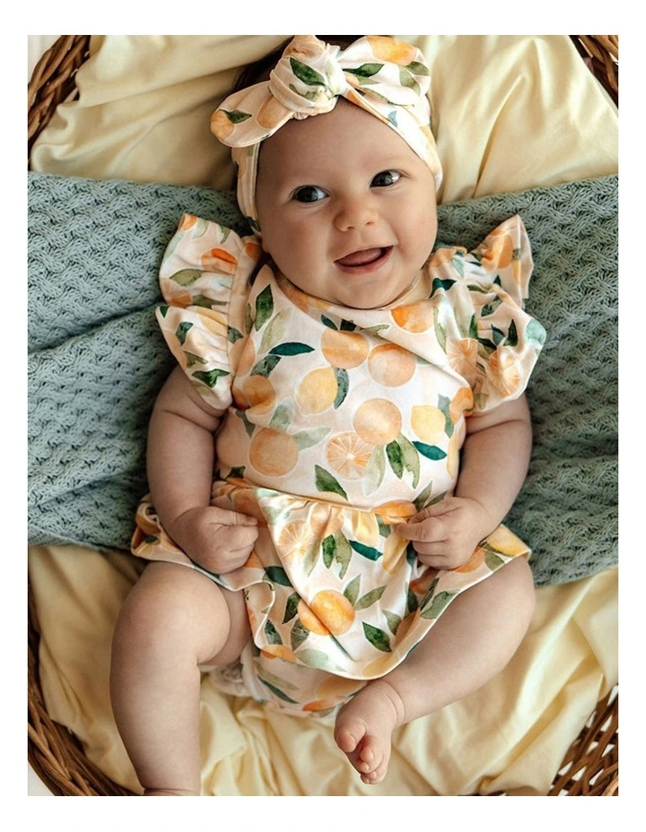 Sunny Citrus Short Sleeve Organic Dress in Orange image 3