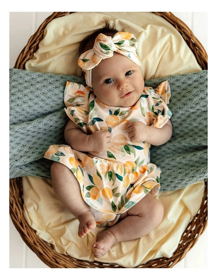 Sunny Citrus Short Sleeve Organic Dress in Orange image 6