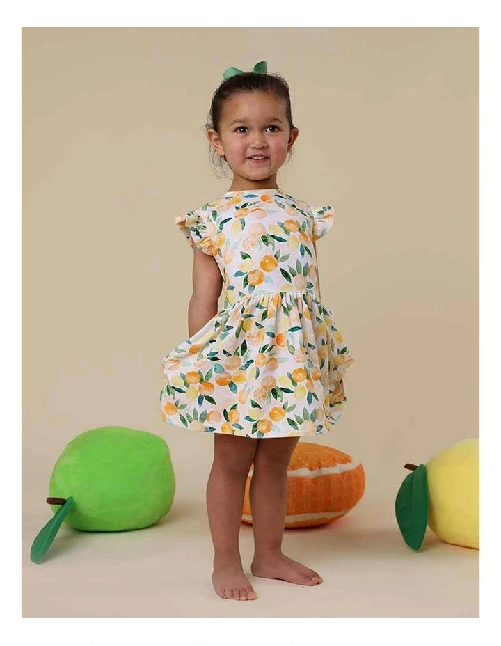 Sunny Citrus Short Sleeve Organic Dress in Orange image 7