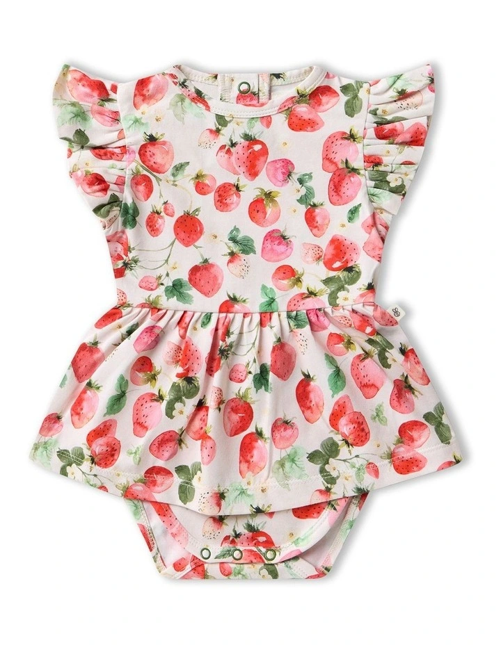 Strawberry Short Sleeve Organic Dress in Red image 1