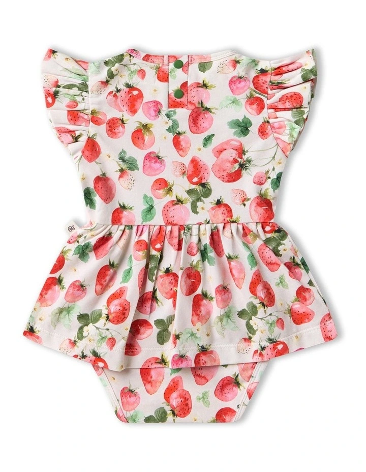 Strawberry Short Sleeve Organic Dress in Red image 2