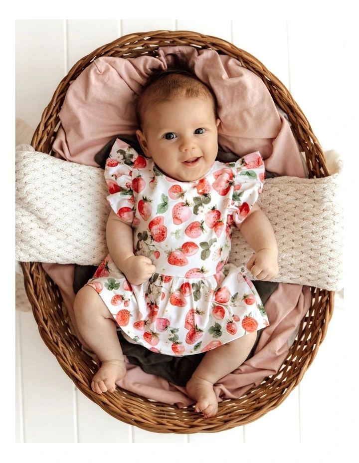 Strawberry Short Sleeve Organic Dress in Red image 3
