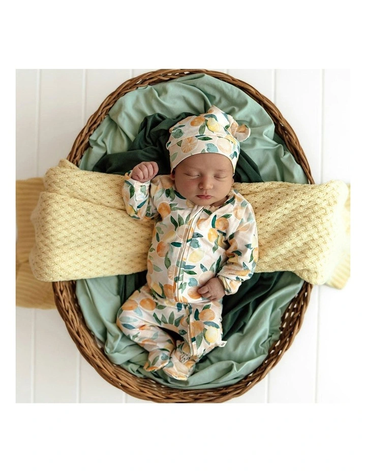 Sunny Citrus Organic Snuggle Sleepsuit Zip Footie in Orange image 2