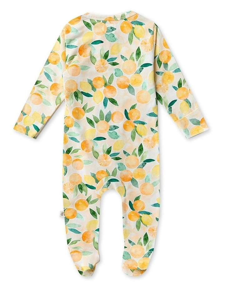 Sunny Citrus Organic Snuggle Sleepsuit Zip Footie in Orange image 4