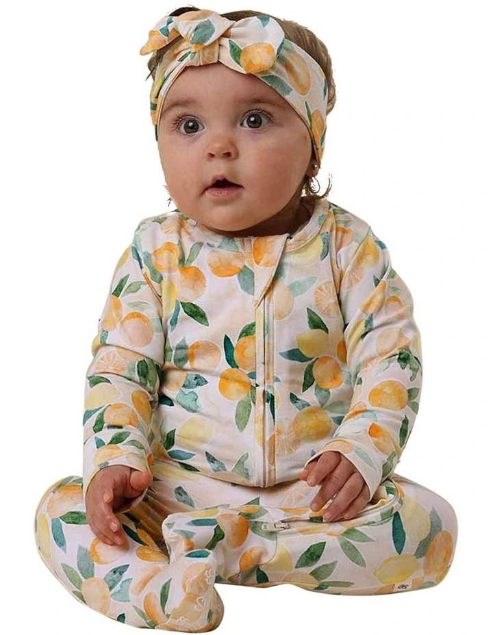 Sunny Citrus Organic Snuggle Sleepsuit Zip Footie in Orange image 5