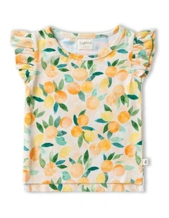 Sunny Citrus Organic T-Shirt with Frill in Orange