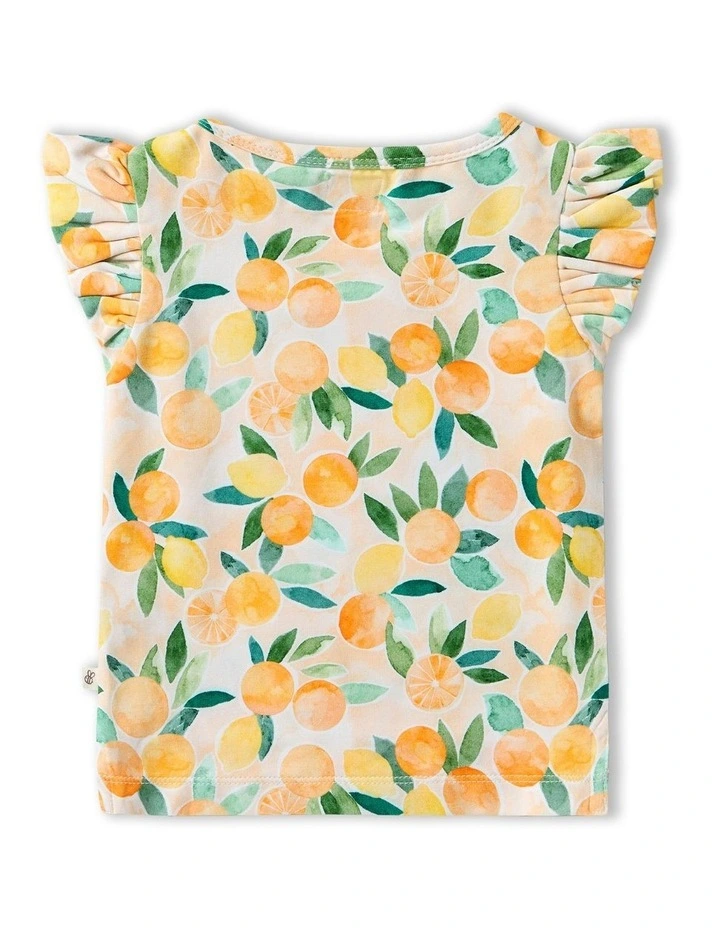 Sunny Citrus Organic T-Shirt with Frill in Orange image 2