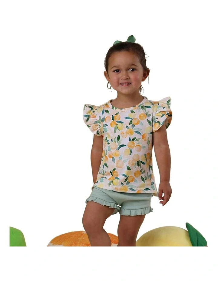 Sunny Citrus Organic T-Shirt with Frill in Orange image 2