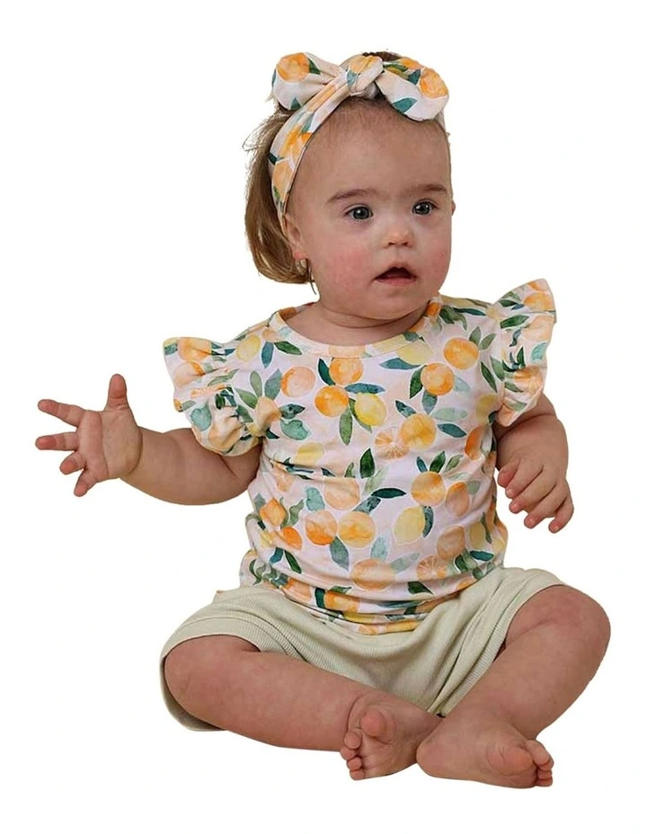 Sunny Citrus Organic T-Shirt with Frill in Orange image 3