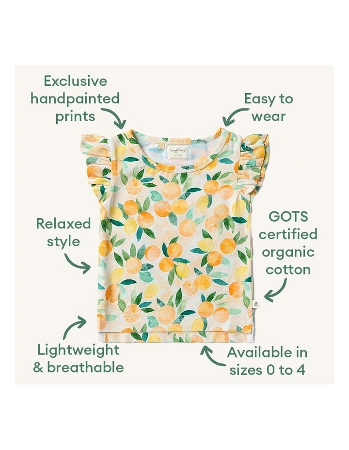 Sunny Citrus Organic T-Shirt with Frill in Orange image 4