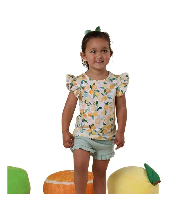 Sunny Citrus Organic T-Shirt with Frill in Orange image 5