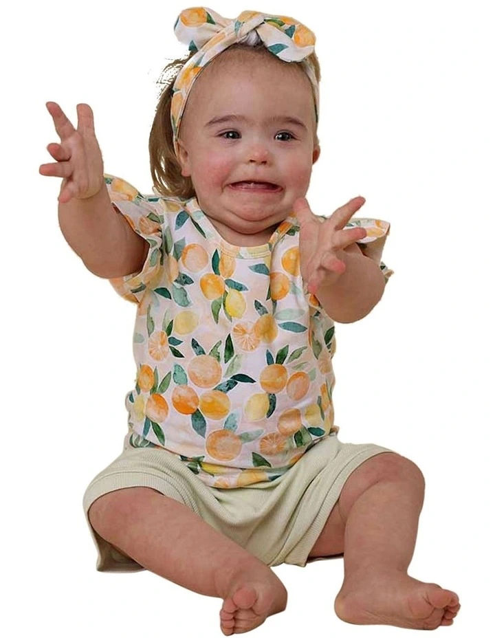 Sunny Citrus Organic T-Shirt with Frill in Orange image 6