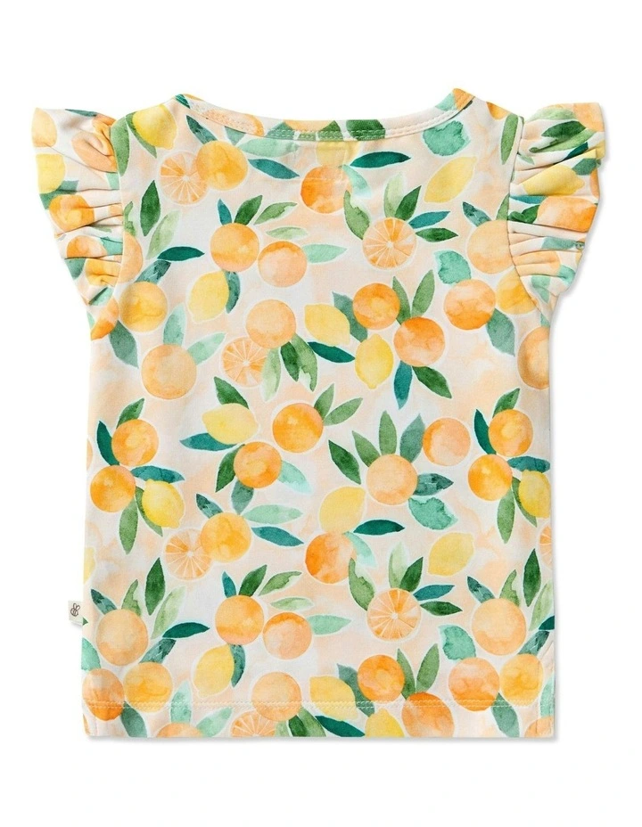 Sunny Citrus Organic T-Shirt with Frill in Orange image 7