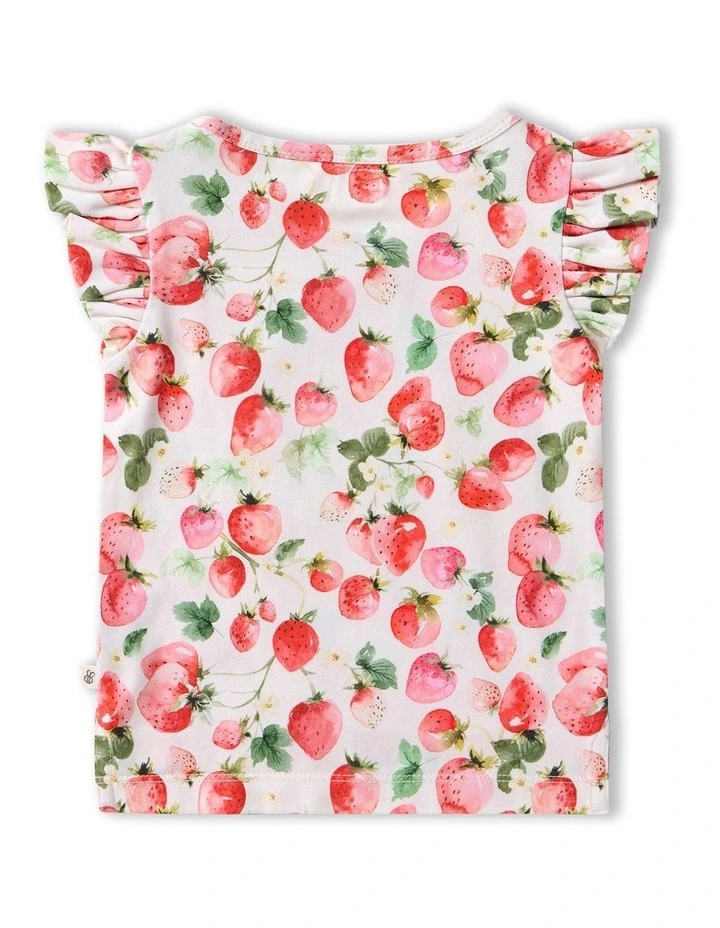 Strawberry Organic T-Shirt with Frill in Pink image 2