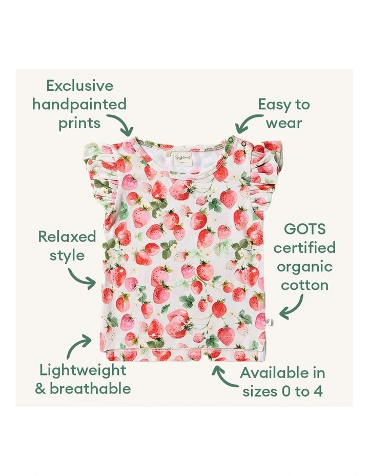 Strawberry Organic T-Shirt with Frill in Pink image 4