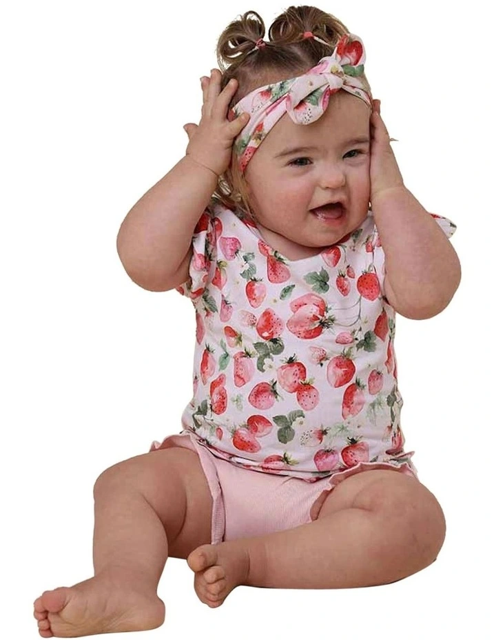 Strawberry Organic T-Shirt with Frill in Pink image 5