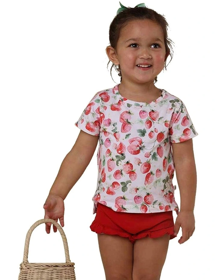 Strawberry Organic T-Shirt in Red image 3