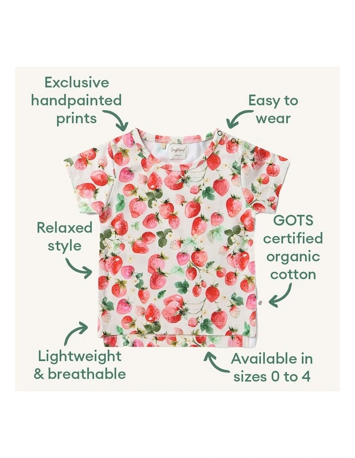 Strawberry Organic T-Shirt in Red image 4