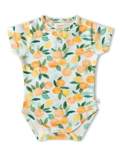 Citrus Squeeze Short Sleeve Organic Bodysuit in Orange