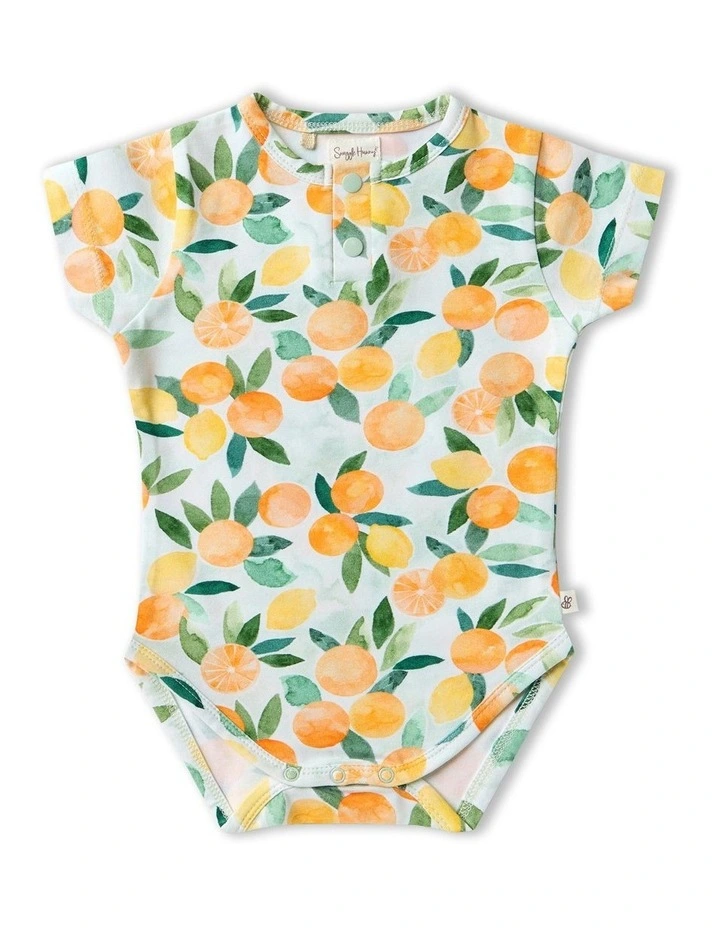 Citrus Squeeze Short Sleeve Organic Bodysuit in Orange image 1
