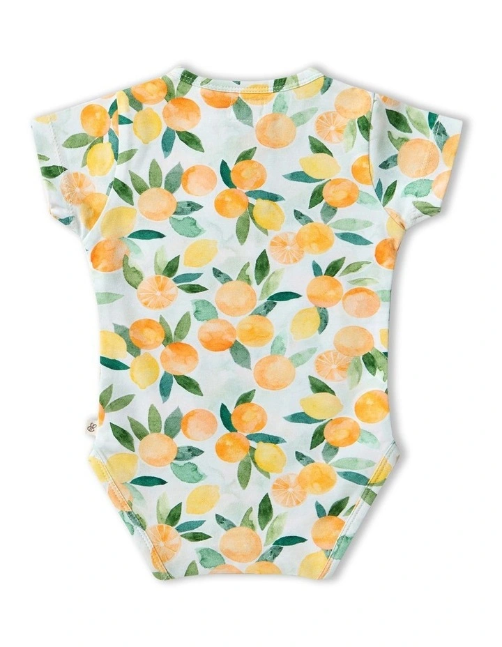 Citrus Squeeze Short Sleeve Organic Bodysuit in Orange image 2