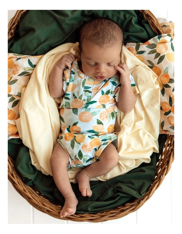 Citrus Squeeze Short Sleeve Organic Bodysuit in Orange image 3