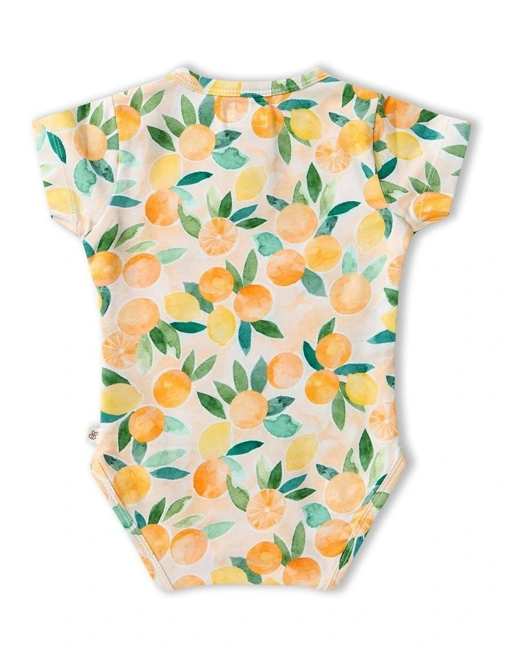 Sunny Citrus Short Sleeve Organic Bodysuit in Orange image 2