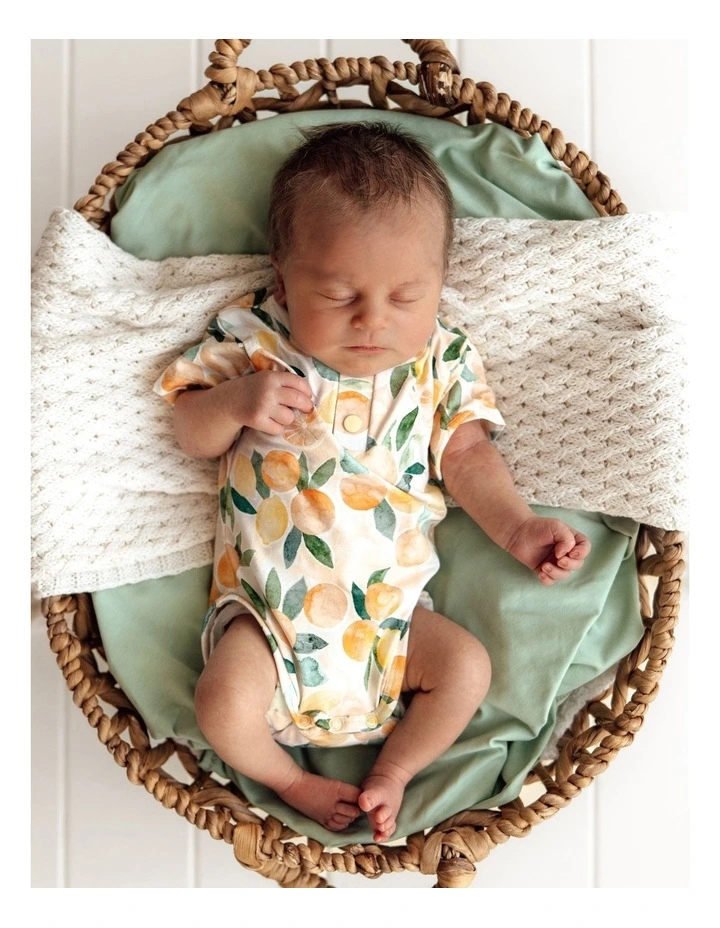 Sunny Citrus Short Sleeve Organic Bodysuit in Orange image 3